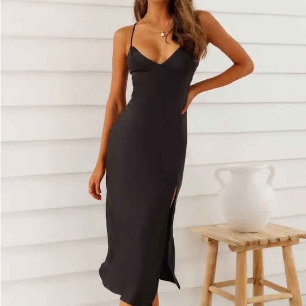 Black Satin Dress. Size M.